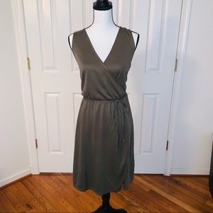 Sleeveless Dark Green Wrap Dress